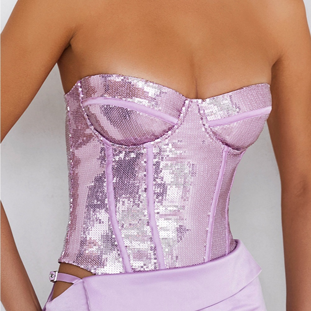 NWT Mistress Rocks Lilac Sequin Corset